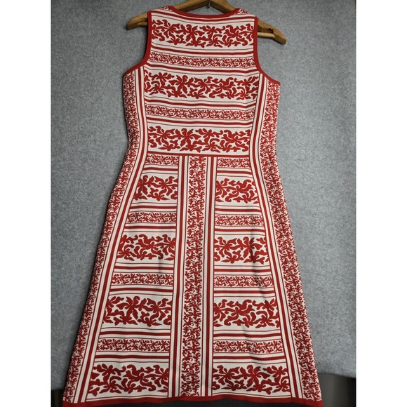 Etcetera Womens Size Small Red White Rayon Blend Tight Knit Dress Sleeveless - Picture 5 of 7